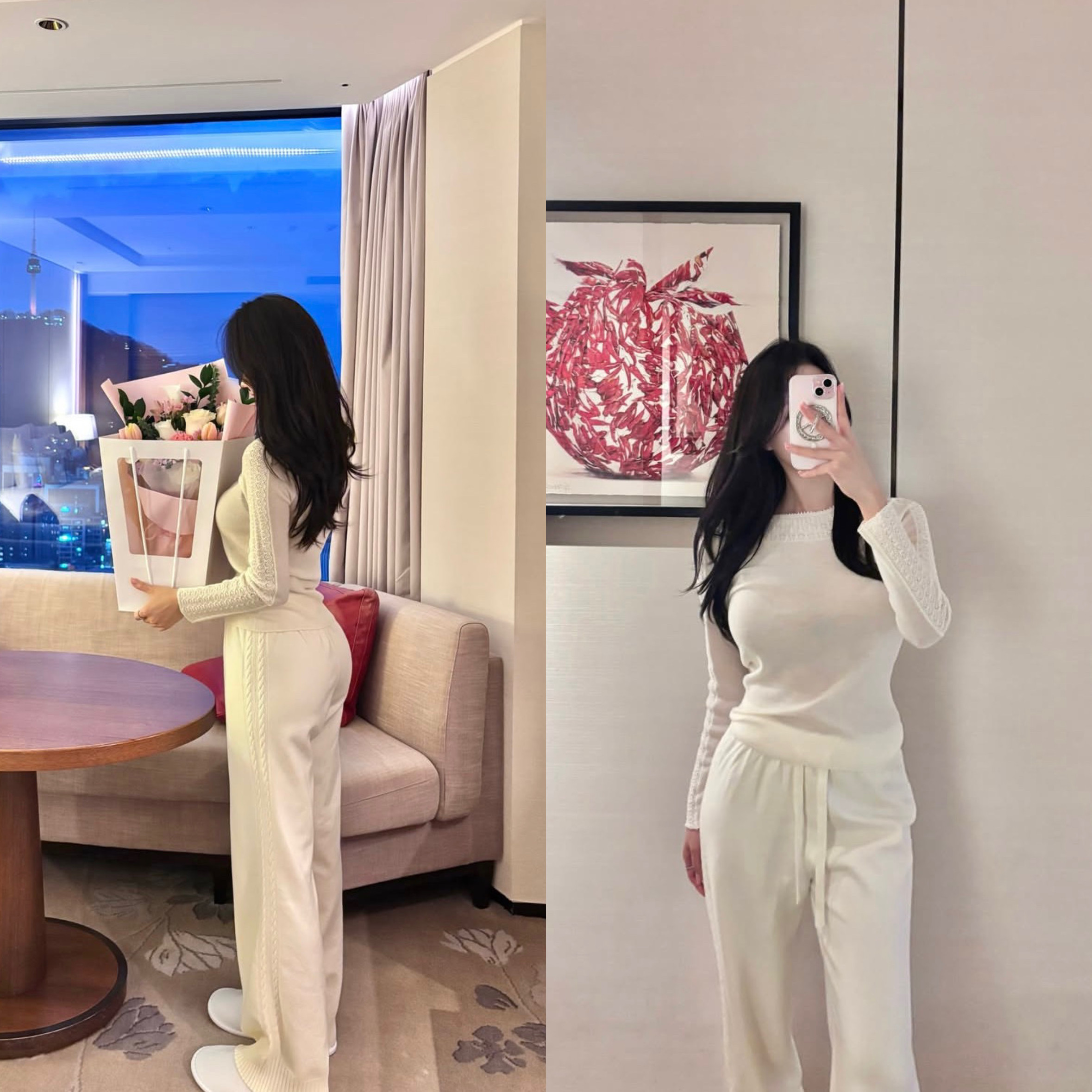 韩国东大门代购蕾丝镂空针织衫针织阔腿裤套装,女装/女士精品,时尚套装,淘宝优惠券,粉丝福利购,淘宝优惠卷