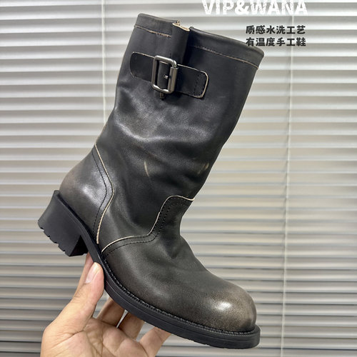 意大利工艺高端复古真皮女靴