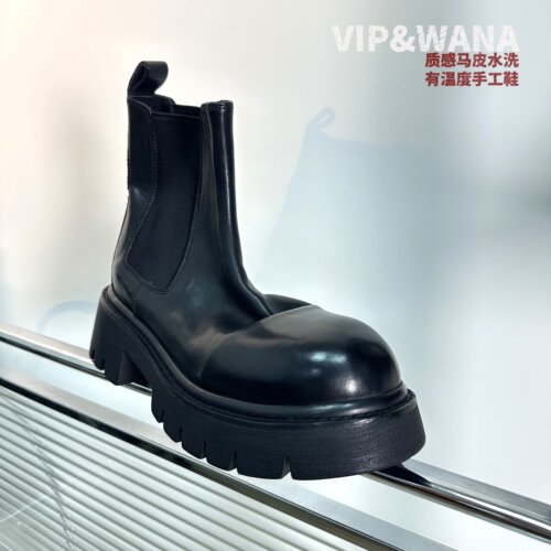 意大利复古手工艺女切尔西真皮靴
