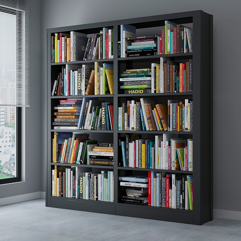 黑色钢制双面文件柜书架铁的晟友