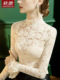 秋微秋冬女士蕾丝衫 打底仙气加绒加厚欧根纱内搭上衣 透视性感修身