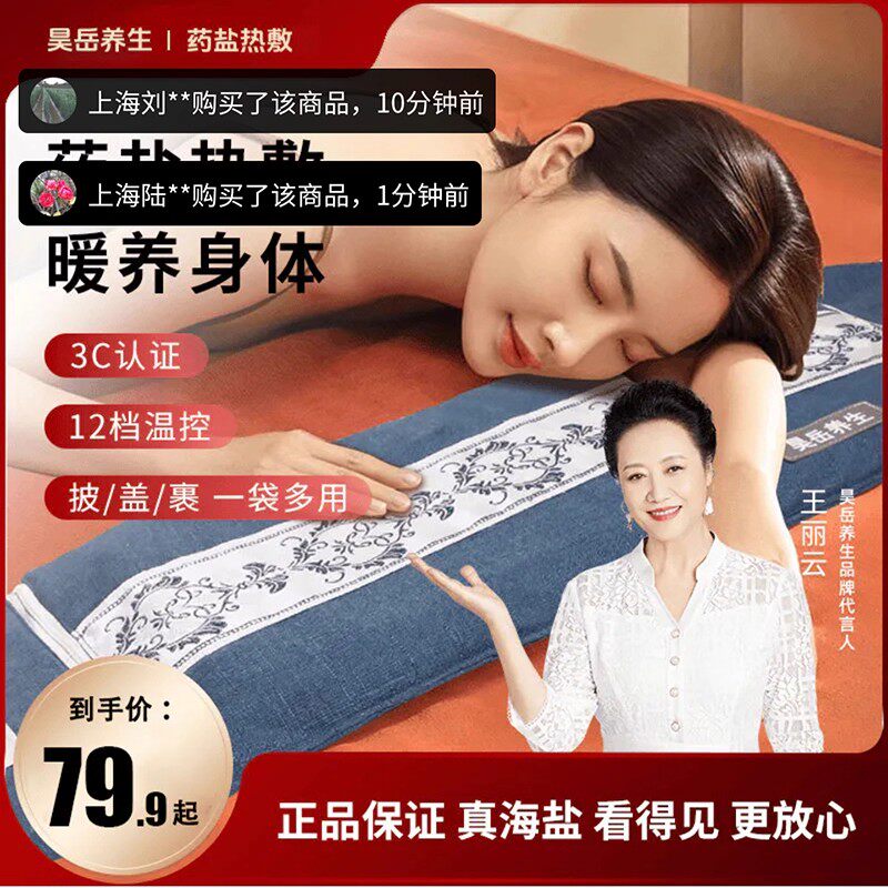 吴岳养生海盐热敷袋电加热药盐艾草理疗包王丽云代言暖宫暖腰盐袋