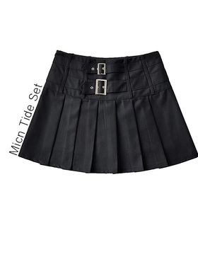 Micn~美式高腰百褶裙女夏新款显瘦防走光a字裙ins半身裙辣妹短裙