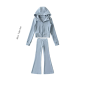 休闲运动风套装 女秋冬加厚显身材拉链卫衣直筒长裤 显瘦保暖两件套