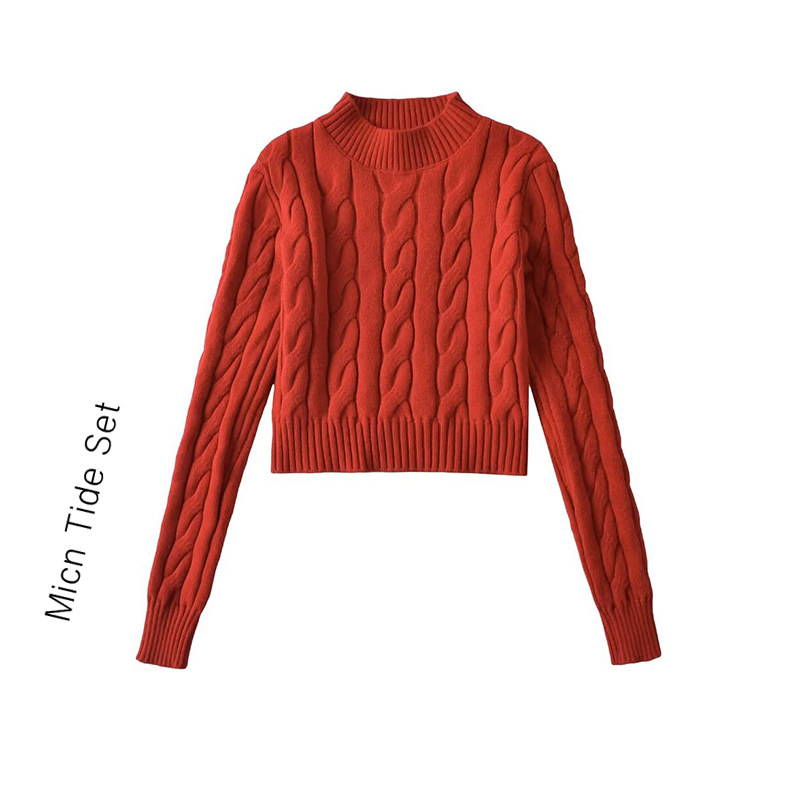 经典半高领针织麻花毛衣女冬季新款修身显瘦长袖针织衫短款上衣,女装/女士精品,毛针织衫,淘宝优惠券,粉丝福利购,淘宝优惠卷