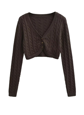 BM MICN针织开衫女春季超火减龄上衣灰色短款韩系穿搭毛衣外套