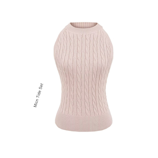 挂脖内搭上衣 MICN辣妹复古露背设计麻花薄针织背心吊带女短款