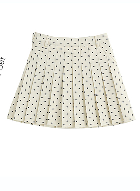 BM MICN法式白色波点高腰显瘦半身裙百搭显瘦设计感小个A字百褶裙