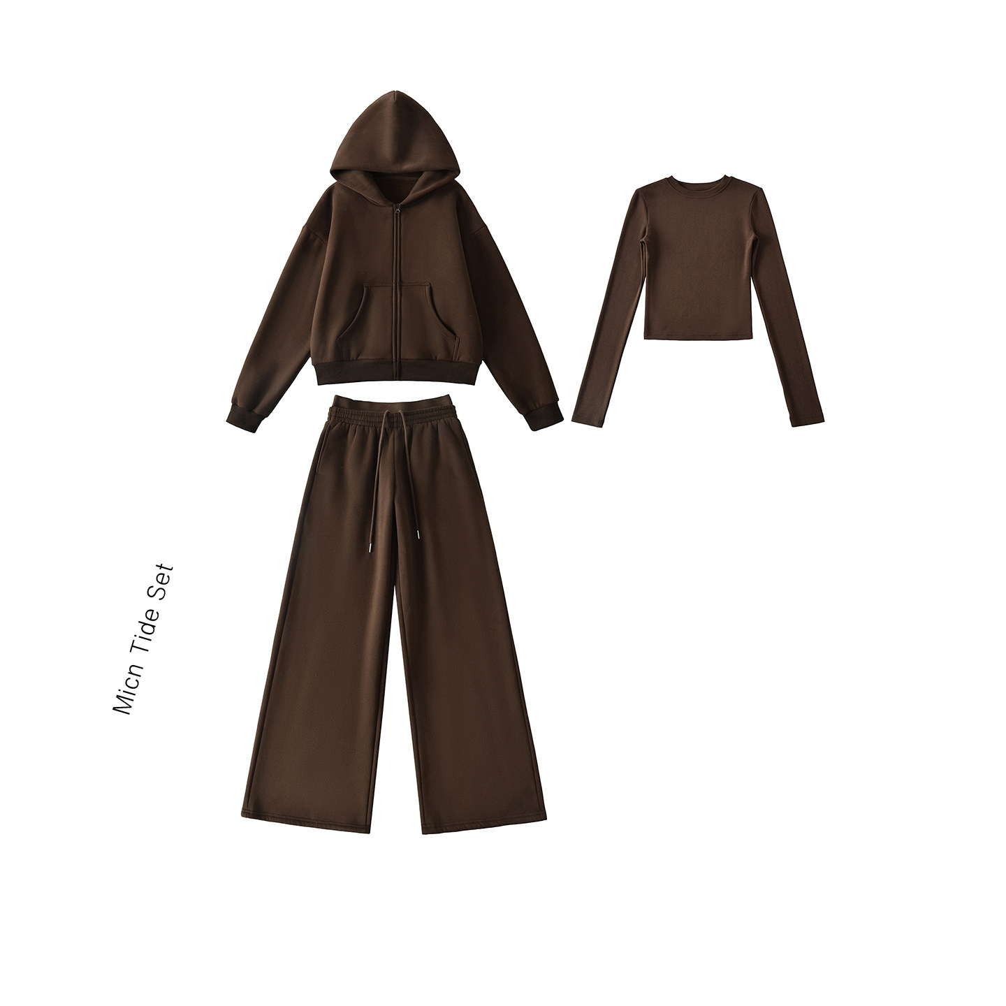 MianCun美拉德卫衣套装女秋冬新款一整套咖色内搭外套卫裤三件套,女装/女士精品,时尚套装,淘宝优惠券,粉丝福利购,淘宝优惠卷