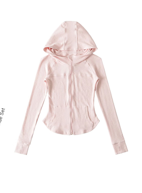 MianCun纯欲风修身显瘦拉链连帽开衫秋季新款薄款瑜伽卫衣外套女