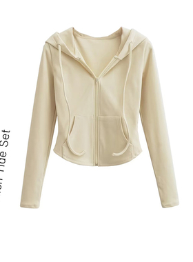 辣妹风磨毛连帽开衫卫衣女高腰修身休闲显瘦长袖短款上衣ins潮