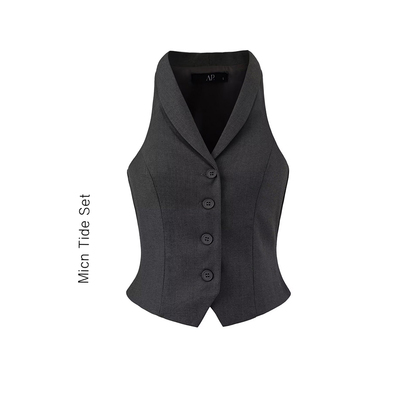 老钱风西装马甲女叠穿坎肩无袖