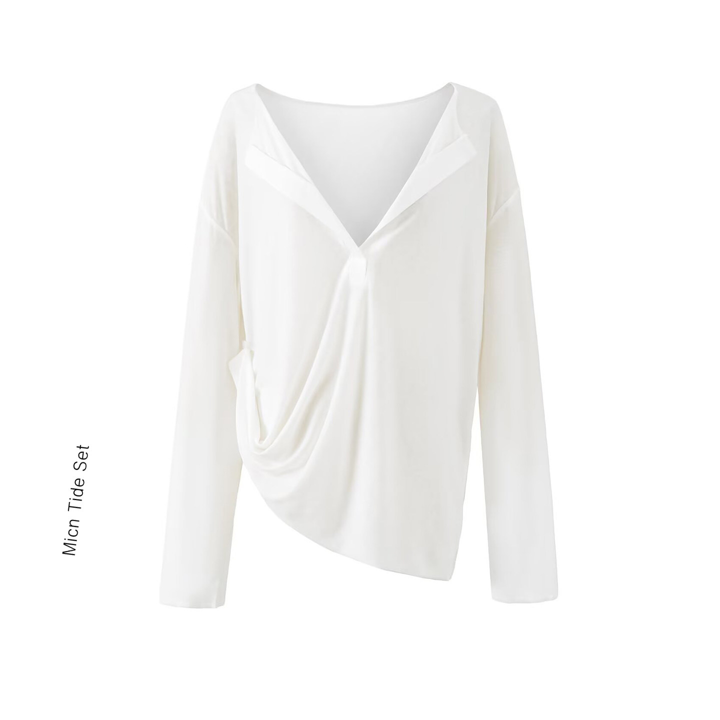 MICN松弛主义家慵懒U领针织长袖T恤女春季新款宽松休闲罩衫上衣,女装/女士精品,T恤,淘宝优惠券,粉丝福利购,淘宝优惠卷