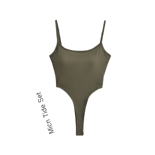 辣妹性感镂空带胸垫大圆领吊带背心内搭大露背连体衣女打底上衣夏