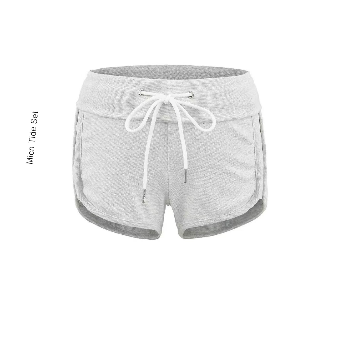 懒人天菜翻边夏季包臀居家低腰热裤抽绳松紧腰拼接设计感运动短裤