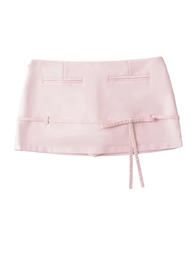 腿精女孩蝴蝶结系带迷你半身裙女减龄小个子显瘦包臀防走光短裙