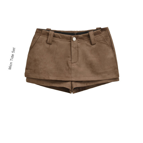 小个子巨好看麂皮绒短裙