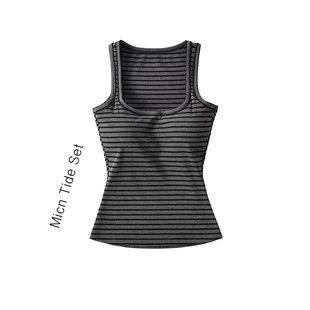 BM MICN条纹吊带背心女夏季新款设计感修身显瘦带胸垫性感上衣