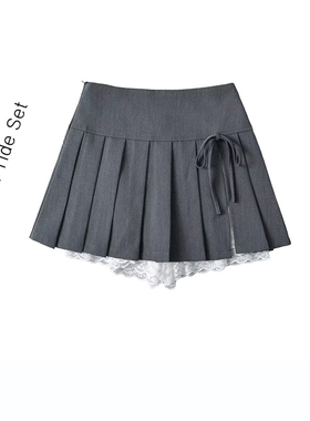 甜美俏皮学院风灰色a字百褶裙女春夏季新款小个子jk半身裙短裙子