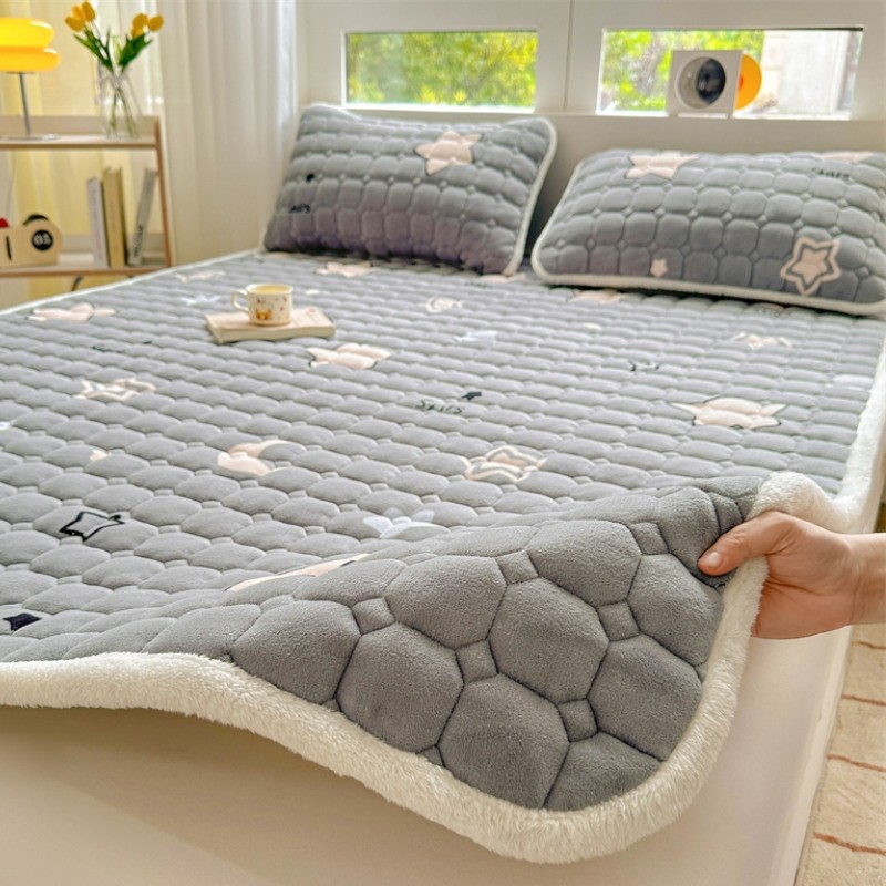 牛奶绒床垫软垫家用冬季加厚被褥铺底法莱牛奶珊瑚绒床褥垫可折叠