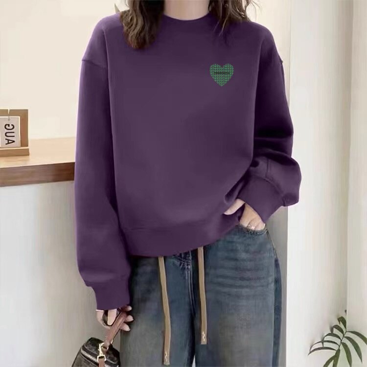 加绒卫衣女秋冬装加厚圆领套头长袖打底衫显瘦宽松休闲上衣女外穿
