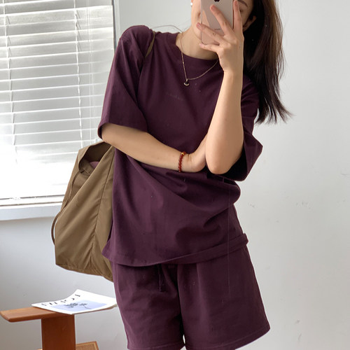 短袖休闲字母纯棉T恤套装