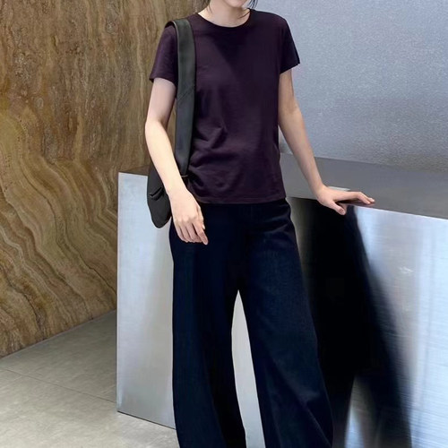 短袖百搭薄棉麻女士T恤