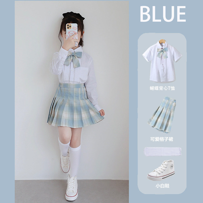 原创仙蒂瑞拉儿女童jk制服裙套装全套可爱学院风百褶裙高腰半身裙