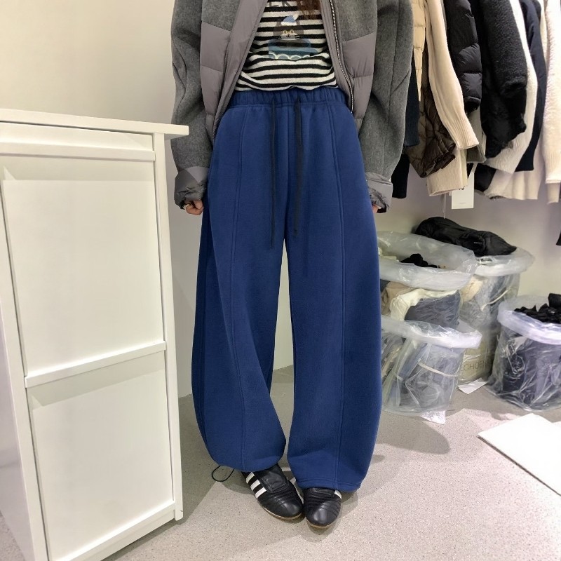 抽绳弯刀阔腿卫裤女香蕉裤加绒