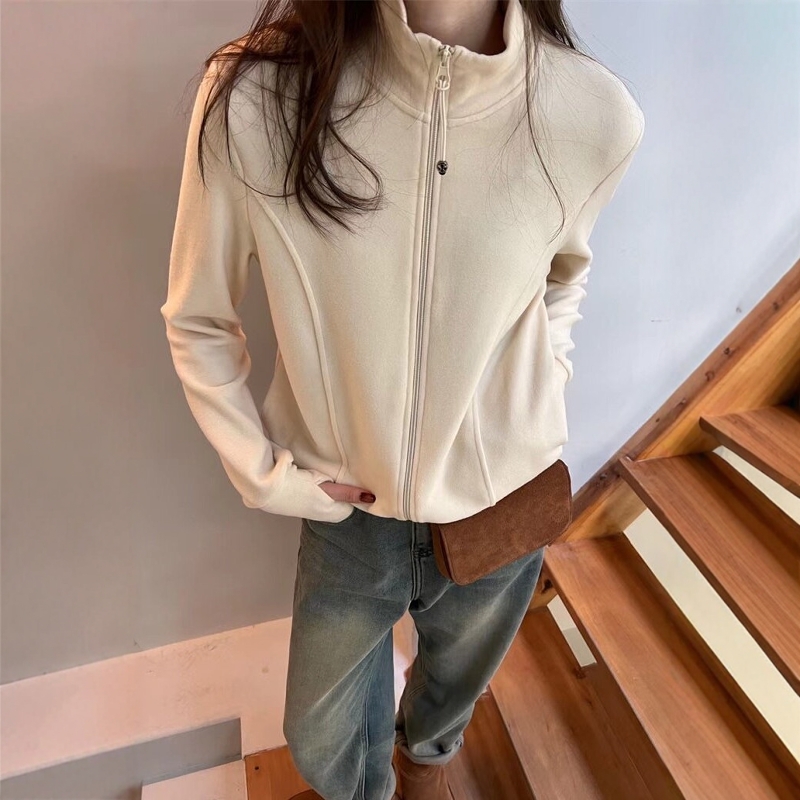 加厚修身德绒休闲开衫