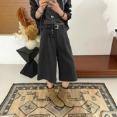 靴裤 老钱风高腰西装 新款 小个子宽松休闲中裤 七分阔腿裤 女2025秋季