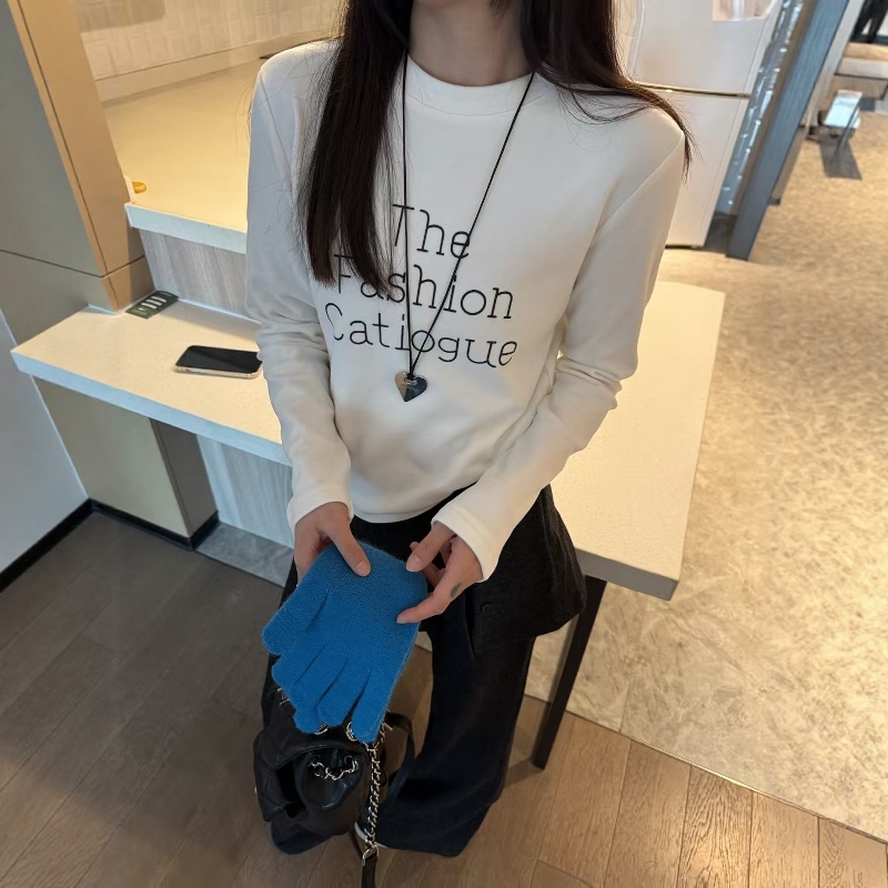 加厚字母印花基础款百搭长袖