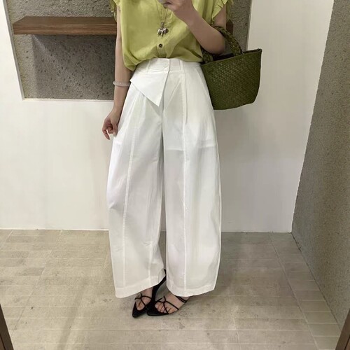 夏上新斜边设计九分气球裤女休闲