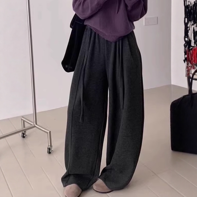 弯刀阔腿裤女加绒加厚垂感休闲裤