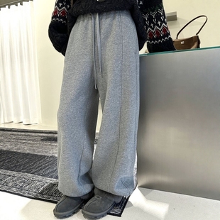 宽松显瘦百搭垂感束脚运动裤 韩版 新款 女加绒加厚2025冬季 抽绳卫裤