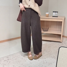 羊绒九分奶奶裤女加绒加厚冬季新款小个子宽松显瘦直筒休闲萝卜裤