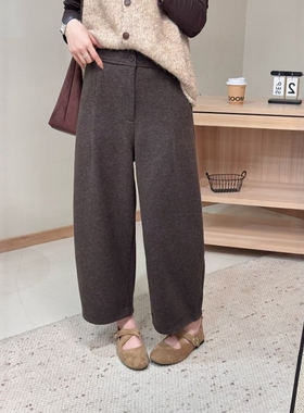 羊绒九分奶奶裤女加绒加厚冬季新款小个子宽松显瘦直筒休闲萝卜裤