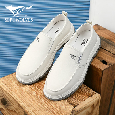 白色豆豆鞋男夏季透气套脚爸爸鞋