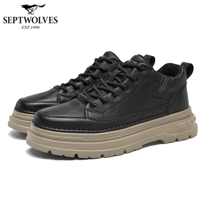 七匹狼高帮2025新款男士鞋复古马丁靴英伦风男鞋厚底增高工装鞋