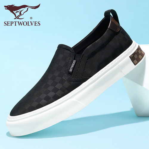 布鞋男款透气防臭黑色一脚蹬鞋子