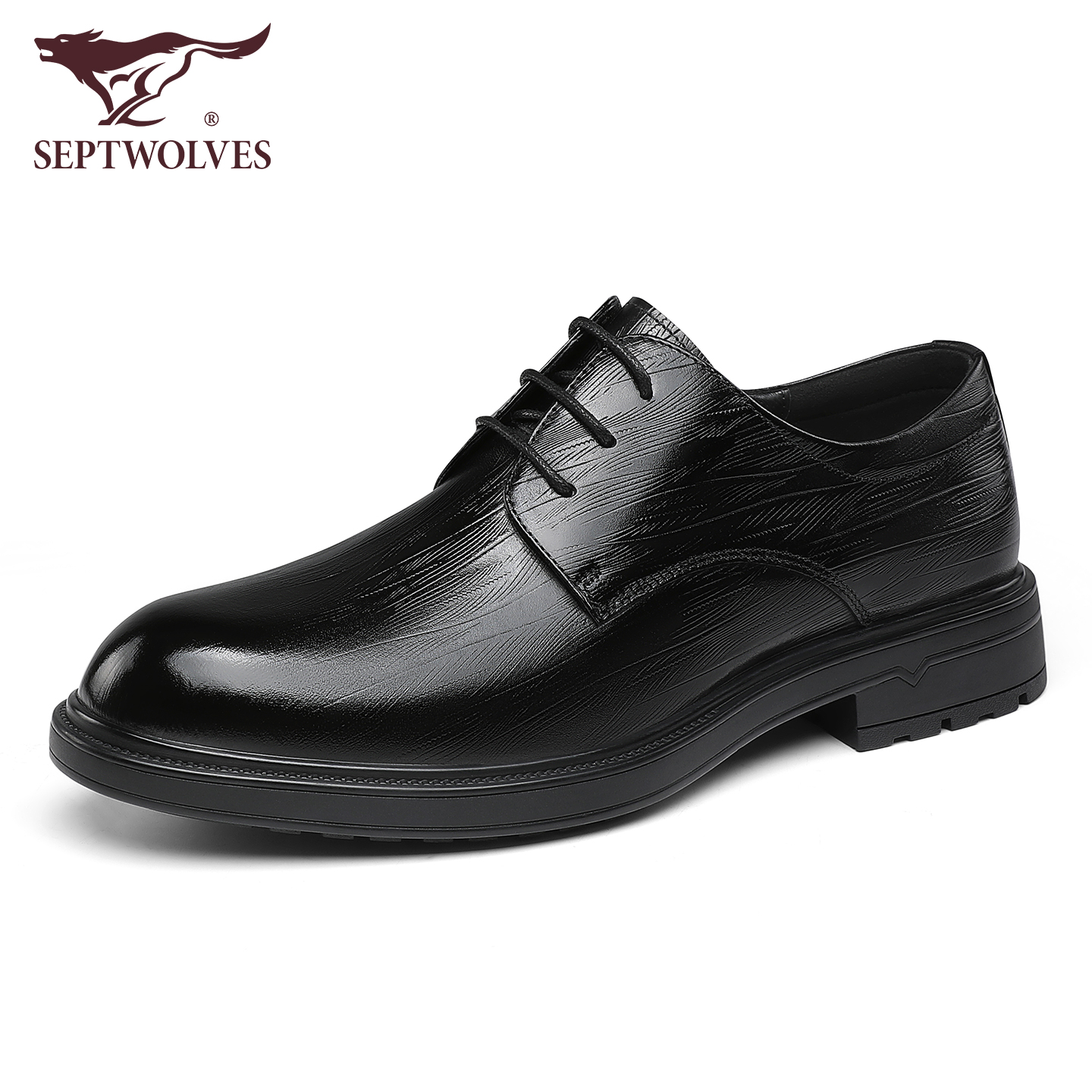 男士皮鞋黑色真皮软底德比鞋