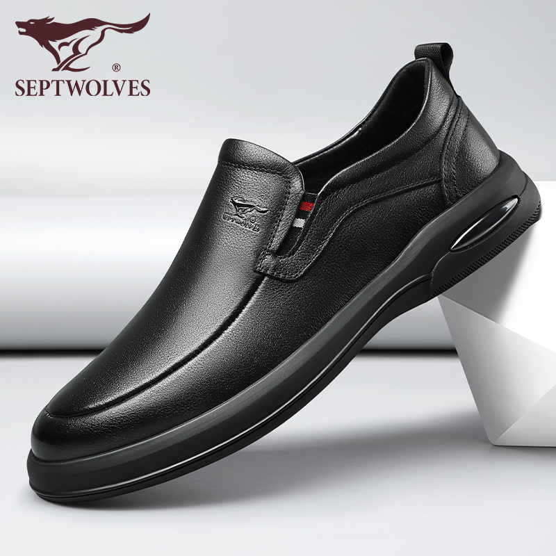 一脚蹬软底休闲皮鞋男真皮爸爸鞋