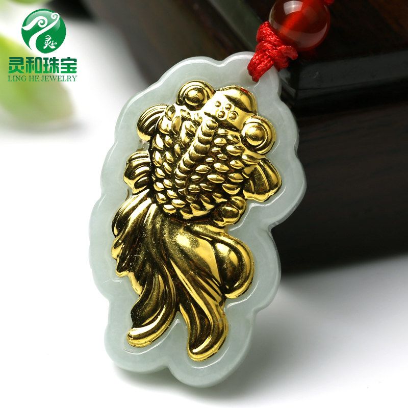 a货翡翠足金儿童平安玉