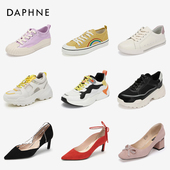 Daphne/达芙妮往年款复古英伦风系带休闲鞋优雅高跟工作鞋女单鞋