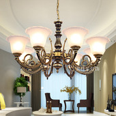 简新款 鑫8头创意田园简美卧室复古美式 客厅餐厅吊灯饰铁艺术灯具