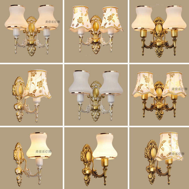 欧式新款简约复古壁灯美式客厅背景墙楼梯过道走廊简欧卧室床头灯