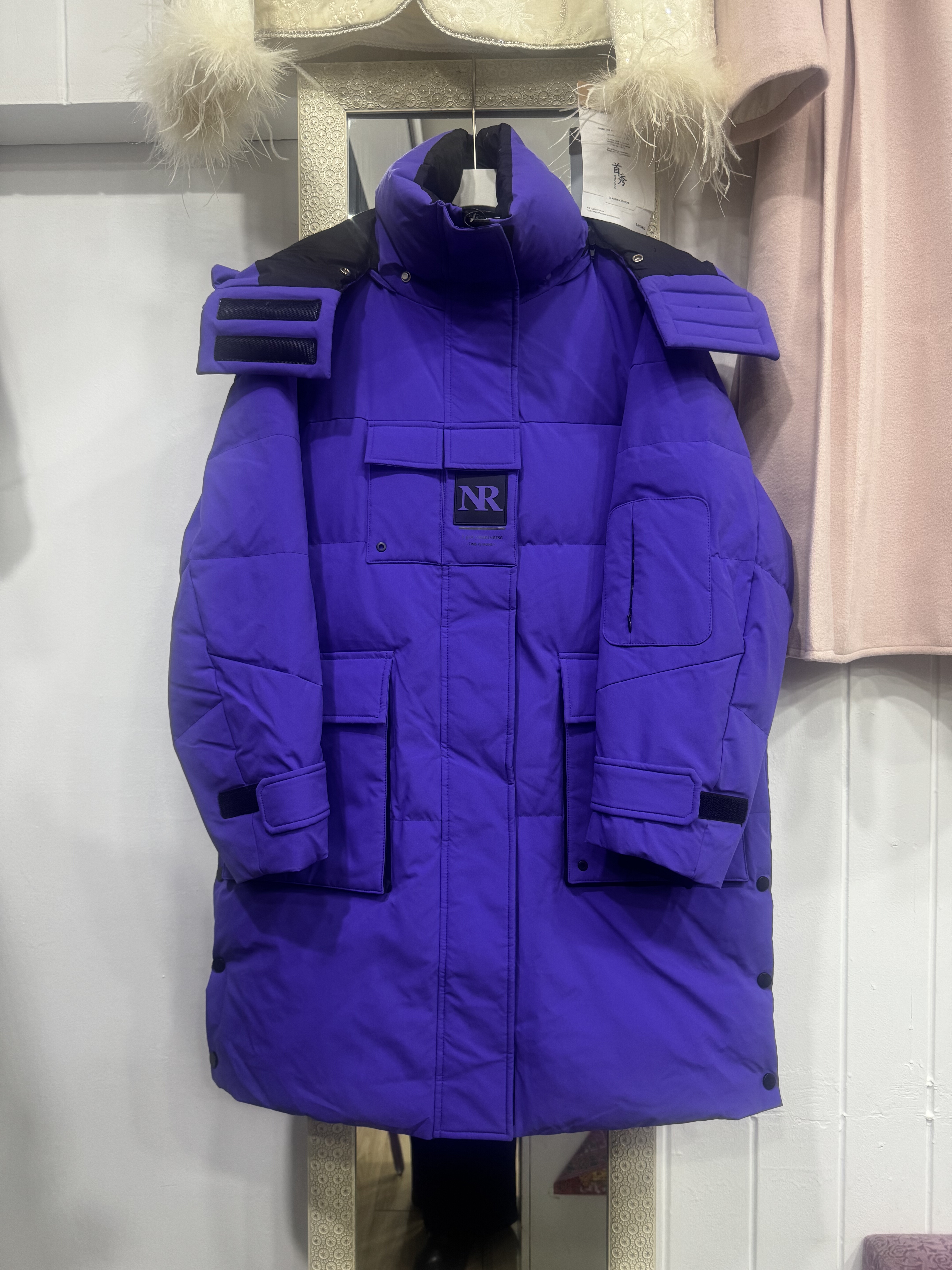 工装派克中长款过膝羽绒服女韩版宽松时尚加厚爆款90白鸭绒外套