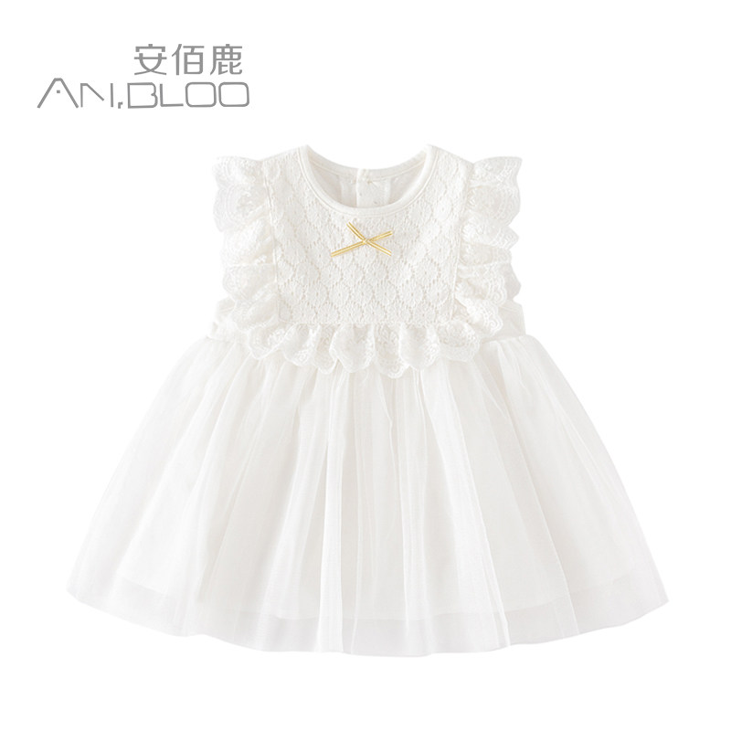 周岁女宝宝礼服夏季一岁生日公主裙白色连衣裙婴儿满月百天纱裙子