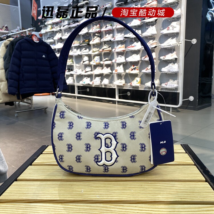 正品MLB单肩包女子2023春季新款老花复古休闲包腋下挎包3ABQS012N_虎窝淘