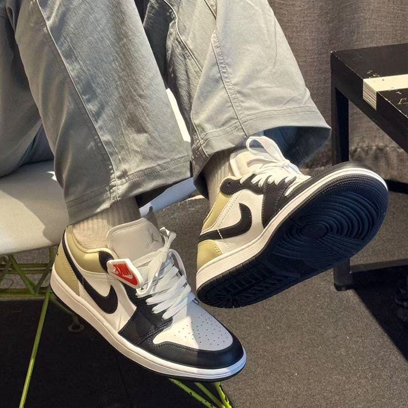 耐克/Nike Air Jordan 1 Low 白黑黄低帮复古篮球鞋 553558-153,运动鞋new,板鞋,淘宝优惠券,粉丝福利购,淘宝优惠卷